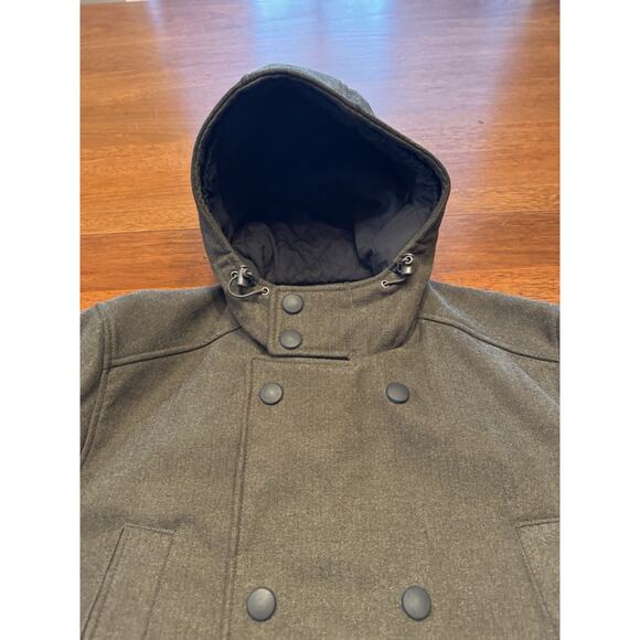 Medium Prana Elkton Jacket Hooded Winter Double Breasted Pea Coat Green - Picture 4 of 12